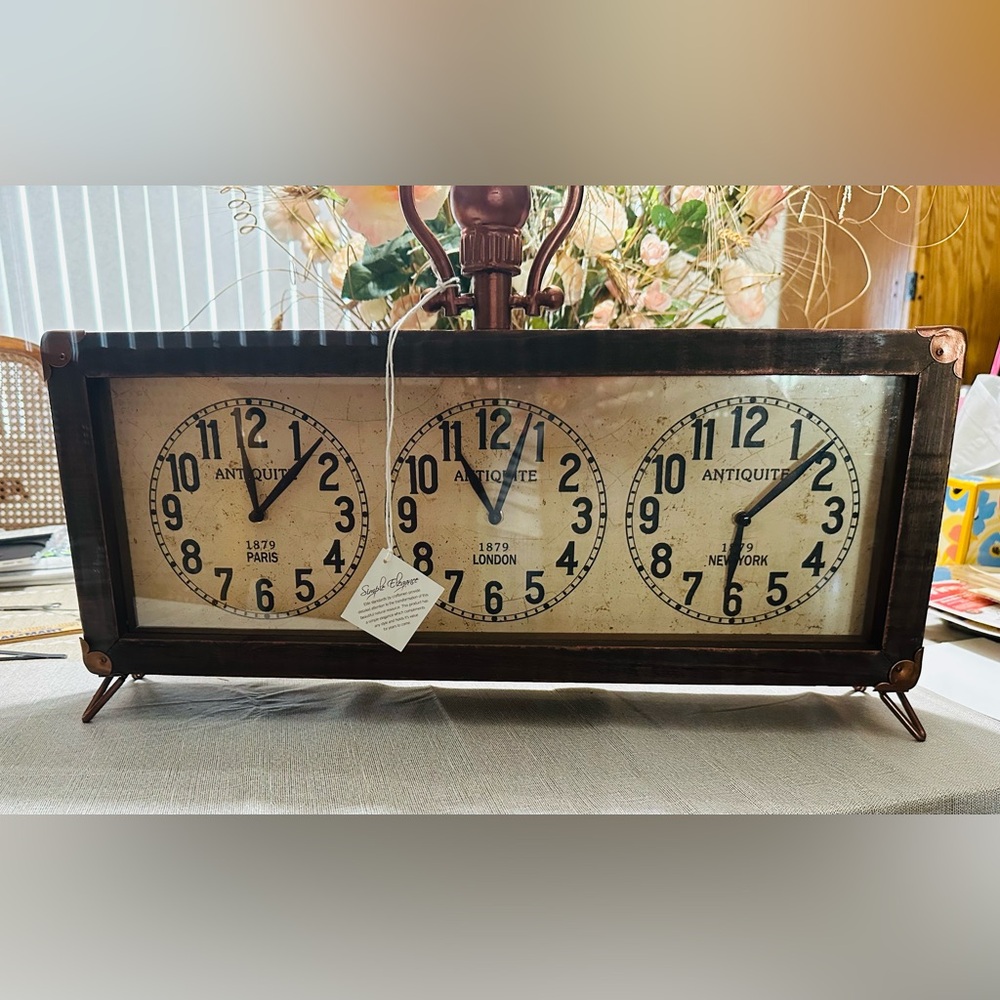 Brown Multi-Time Zone Clock